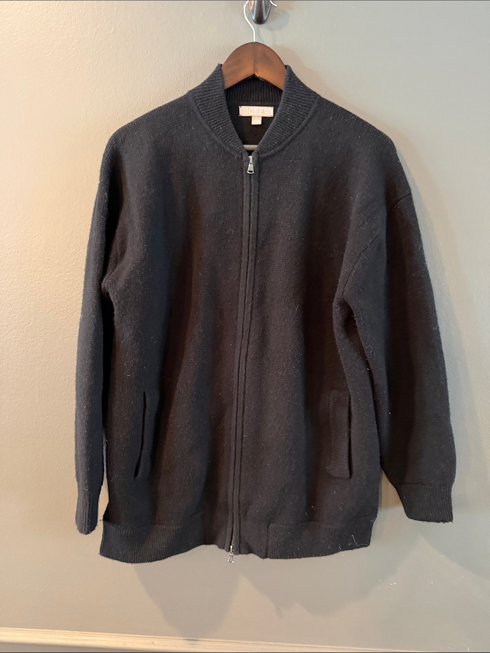 J. Crew Women’s Black Full-Zip Knit Sweater